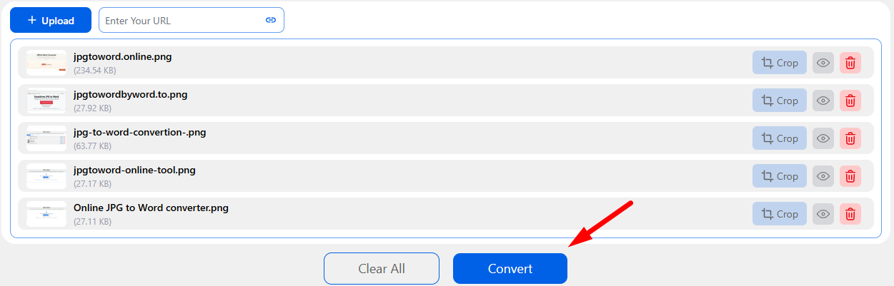 press the convert button after uploading images